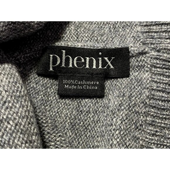 Cashmere Knit Hat Gray Ribbed Fold-Over Cuff One Size Phenix Ultra Soft NEW - Picture 3 of 3